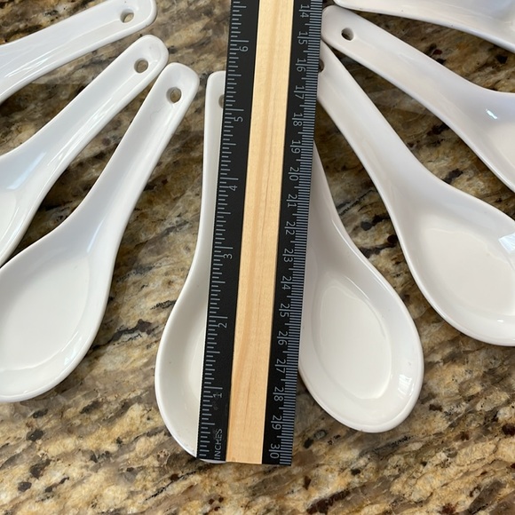 🌎 Lot of 10 Pier One  Ceramic Spoons for Soup Rice Appetizers Tasting Spoons - Picture 5 of 8